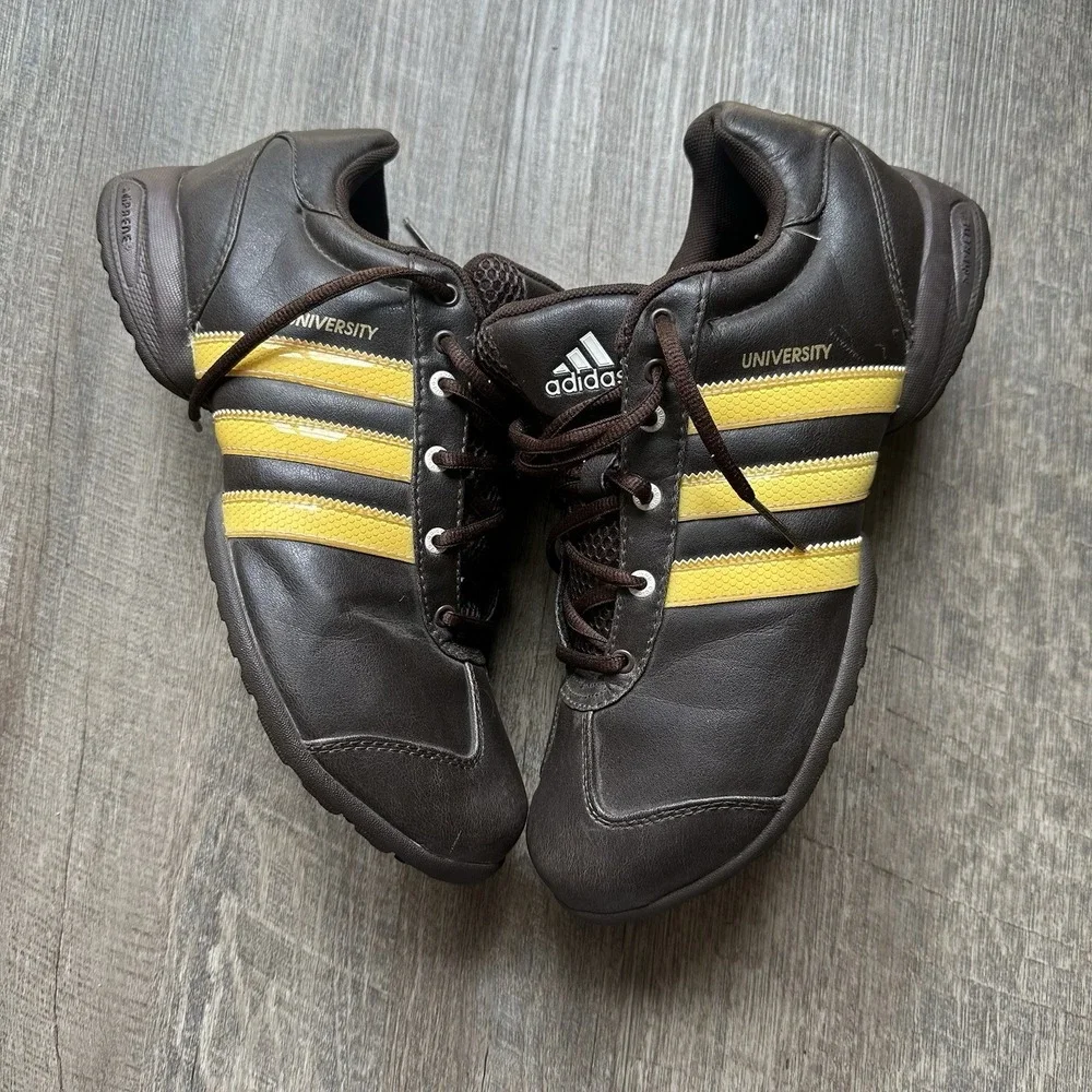 VINTAGE Adidas University Le Mens Football Trainers 8.5 Brown Yellow Y2K YE Rare